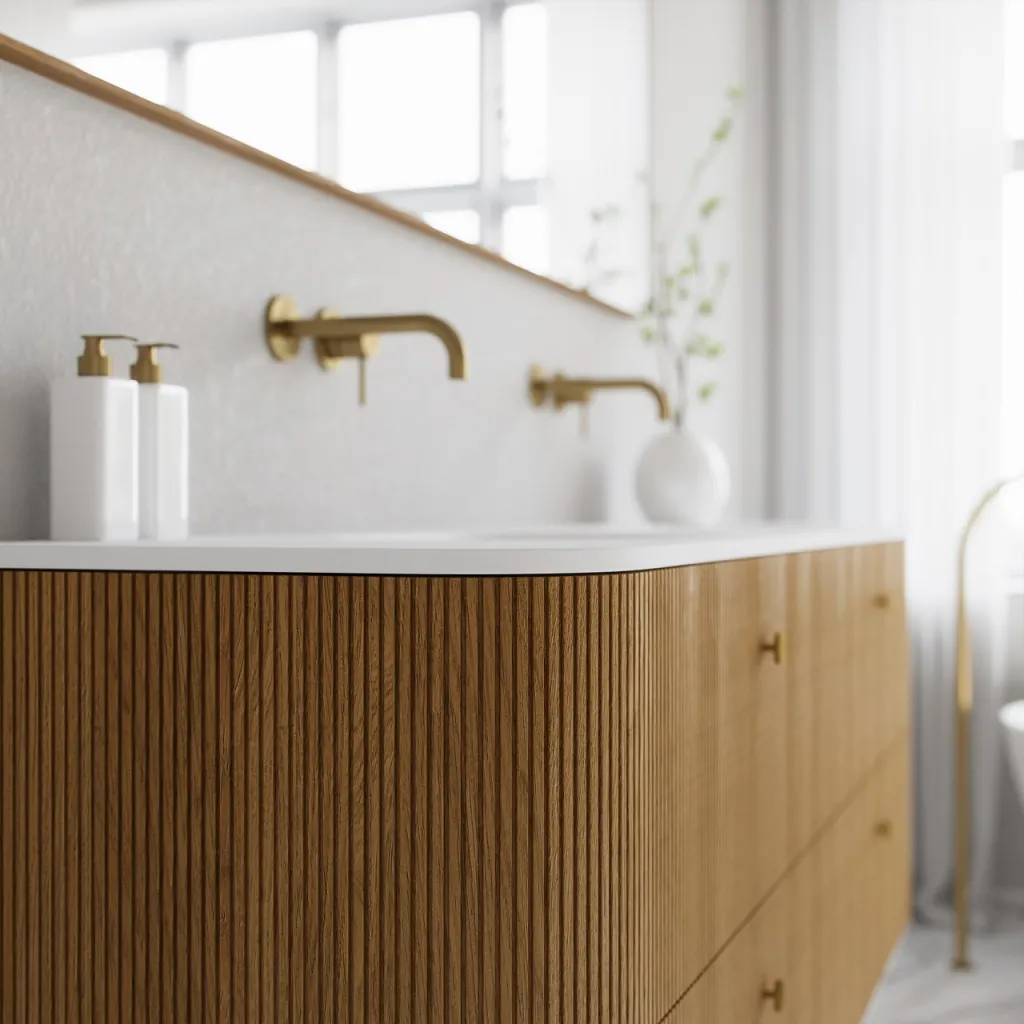 Noorwork 180D - Snedkermøbel i Natur Eg inkl. Mathvid Corian® Dobbeltvask