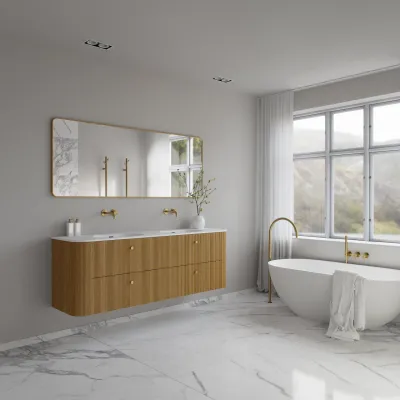 Noorwork 180D - Snedkermøbel i Natur Eg inkl. Mathvid Corian® Vaskebordplade