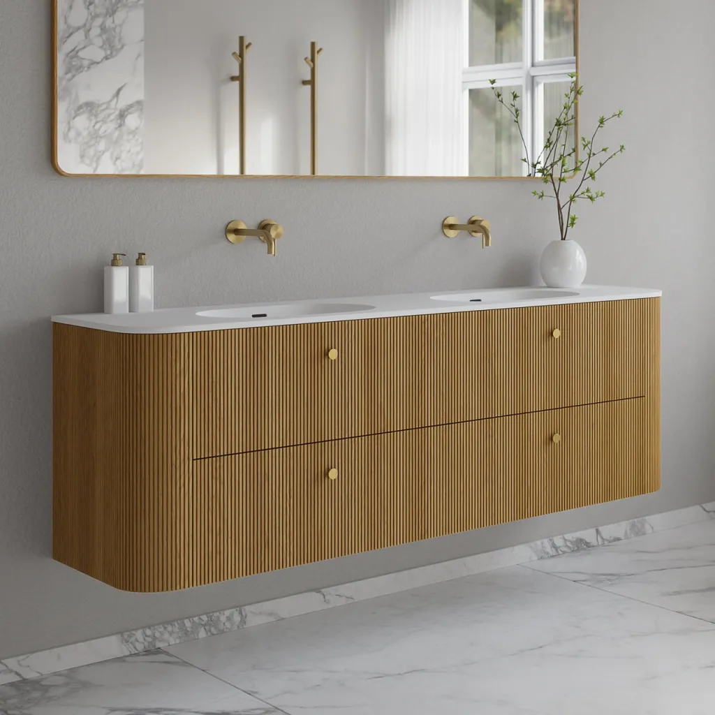 Noorwork 180D - Snedkermøbel i Natur Eg inkl. Mathvid Corian® Vaskebordplade