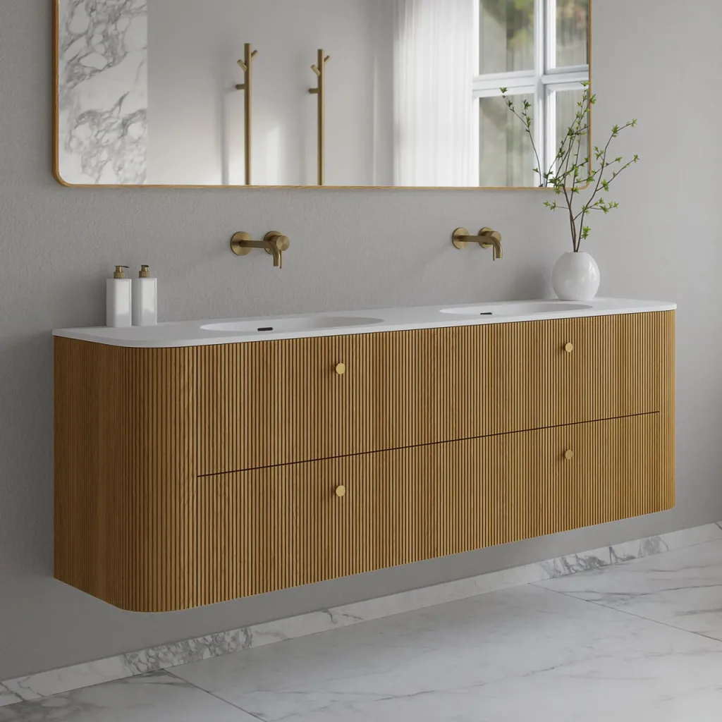 Noorwork 180D - Snedkermøbel i Natur Eg inkl. Mathvid Corian® Dobbeltvask