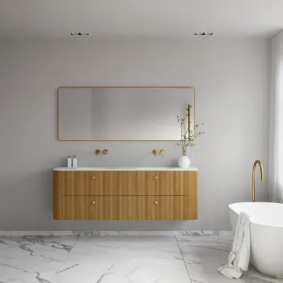 Noorwork 180D - Snedkermøbel i Natur Eg inkl. Mathvid Corian® Dobbeltvask