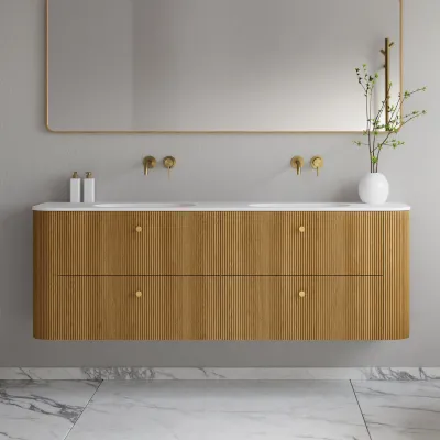 Noorwork 180D - Snedkermøbel i Natur Eg inkl. Mathvid Corian® Dobbeltvask