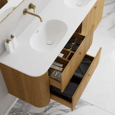 Noorwork 180D - Snedkermøbel i Natur Eg inkl. Mathvid Corian® Vaskebordplade