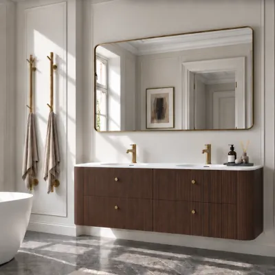 Noorwork 180D - Snedkermøbel i Valnød inkl. Mathvid Corian® bordplade m/dobbeltvask.