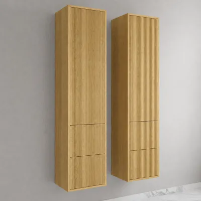 Noorwork NHC4317 - Snedkerhøjskab, 40x35x170 cm m/2 skuffer i Lys Natur Eg