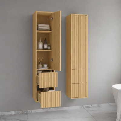 Noorwork NHC4317 - Snedkerhøjskab, 40x35x170 cm m/2 skuffer i Lys Natur Eg