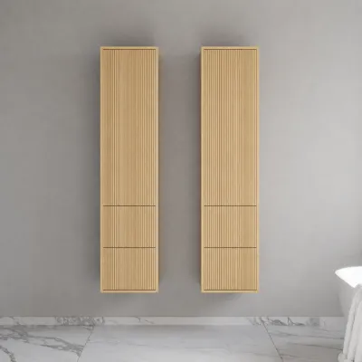 Noorwork NHC4317 - Snedkerhøjskab, 40x35x170 cm m/2 skuffer i Lys Natur Eg