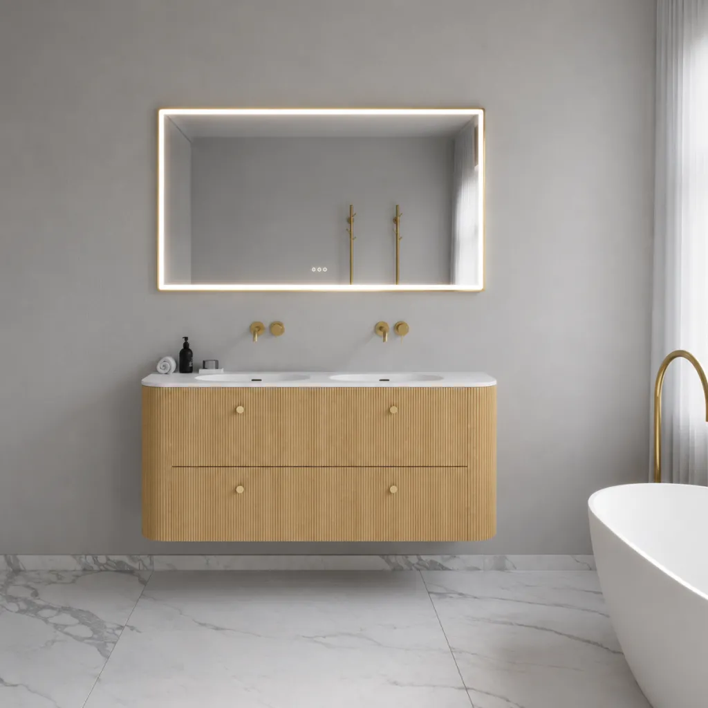 Noorwork 140D - Snedkermøbel i Lys Natur Eg inkl. Mathvid Corian® Vaskebordplade