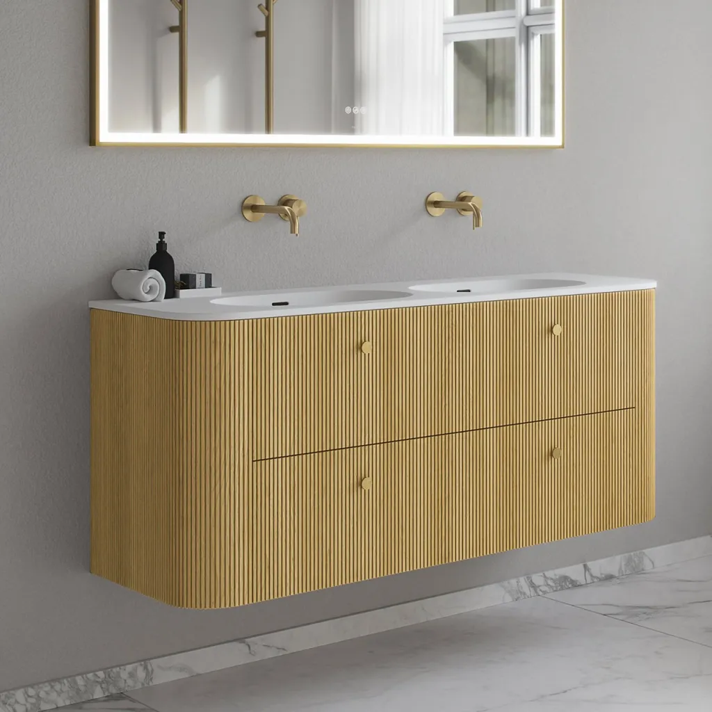 Noorwork 140D - Snedkermøbel i Lys Natur Eg inkl. Mathvid Corian® Vaskebordplade