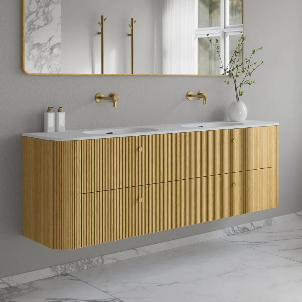 Noorwork 180D - Snedkermøbel i Lys Natur Eg inkl. Mathvid Corian® Vaskebordplade
