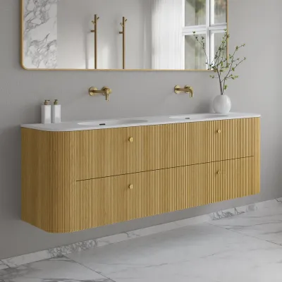 Noorwork 180D - Snedkermøbel i Lys Natur Eg inkl. Mathvid Corian® Vaskebordplade