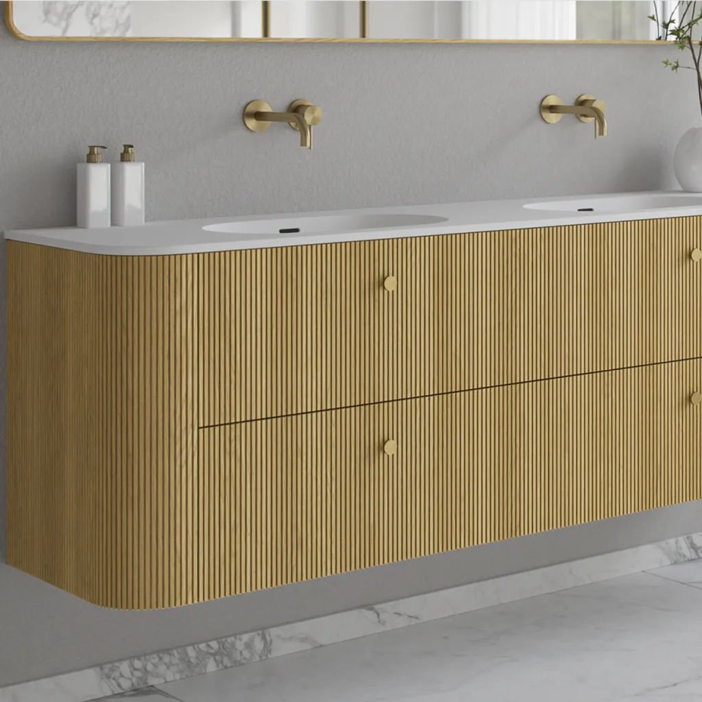 Noorwork 180D - Snedkermøbel i Lys Natur Eg inkl. Mathvid Corian® Vaskebordplade