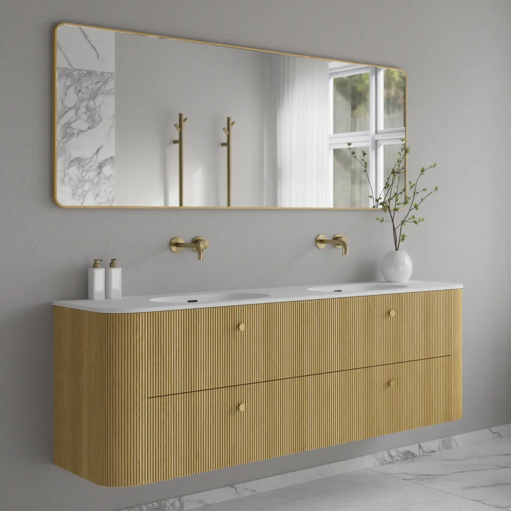 Noorwork 180D - Snedkermøbel i Lys Natur Eg inkl. Mathvid Corian® Vaskebordplade