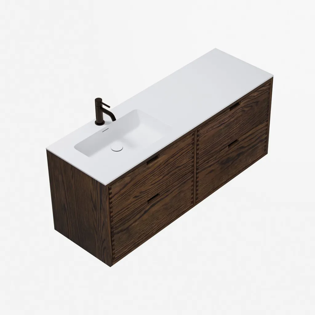 CPH Tapwork Soho 140L - MKIII, Fingertappet Snedkermøbel i Røget Eg inkl. Mathvid SolidTec® Vask