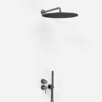 Semplice SBR901 S13 - Brusesæt Rain DeLuxe Ø40, Væg, PVD Matt Gun Metal