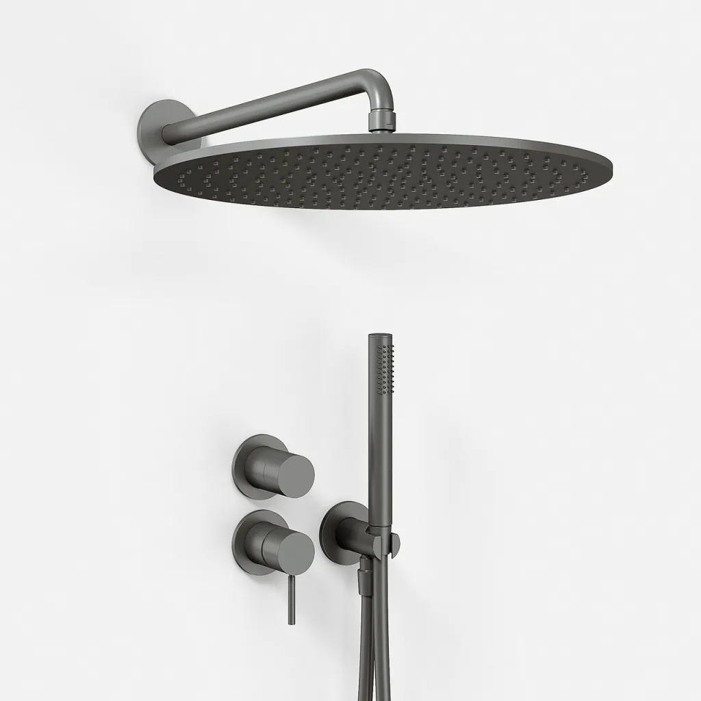 Semplice SBR901 S13 - Brusesæt Rain DeLuxe Ø40, Væg, PVD Matt Gun Metal