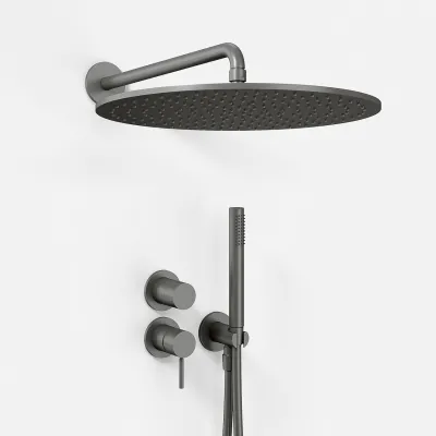 Semplice SBR901 S13 - Brusesæt Rain DeLuxe Ø40, Væg, PVD Matt Gun Metal