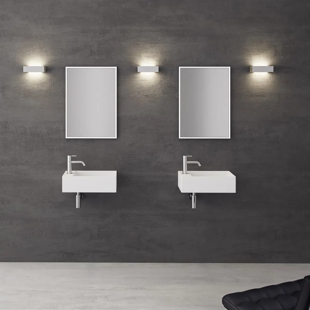 Kubo 50SR - 50x30, Vask til højre, Mat Hvid SolidTec®