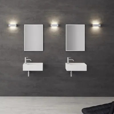 Kubo 50SR - 50x30, Vask til højre, Mat Hvid SolidTec®