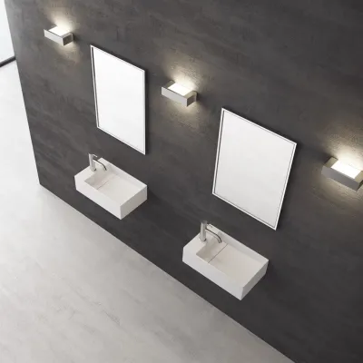 Kubo 50SR - 50x30, Vask til højre, Mat Hvid SolidTec®