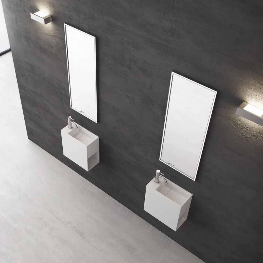 Block 40R - 40x20 Vask til højre, Mathvid SolidTec®
