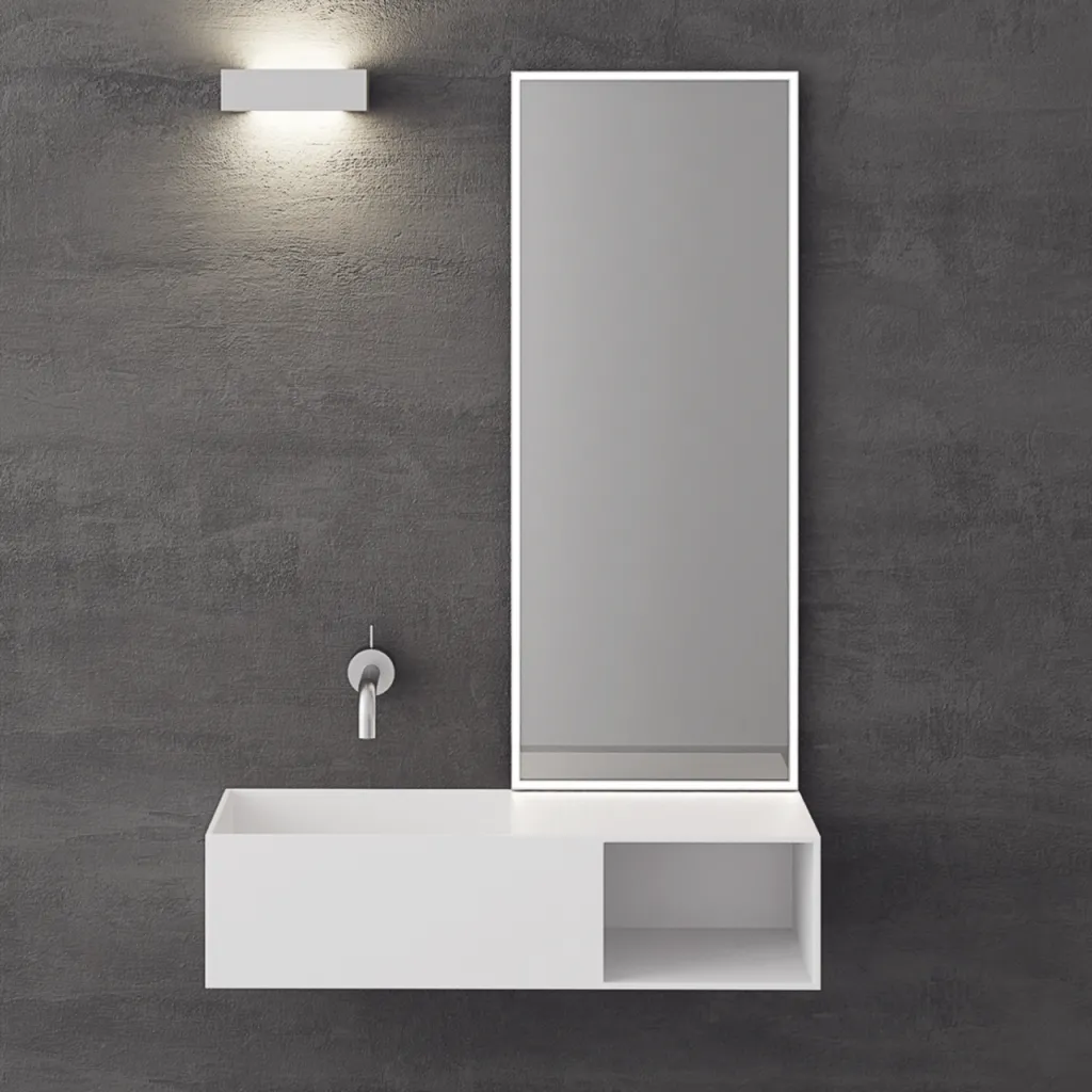 Boxo 80L - 80x35, Vask til venstre, Mathvid SolidTec®