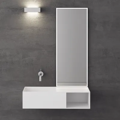 Boxo 80L - 80x35, Vask til venstre, Mathvid SolidTec®