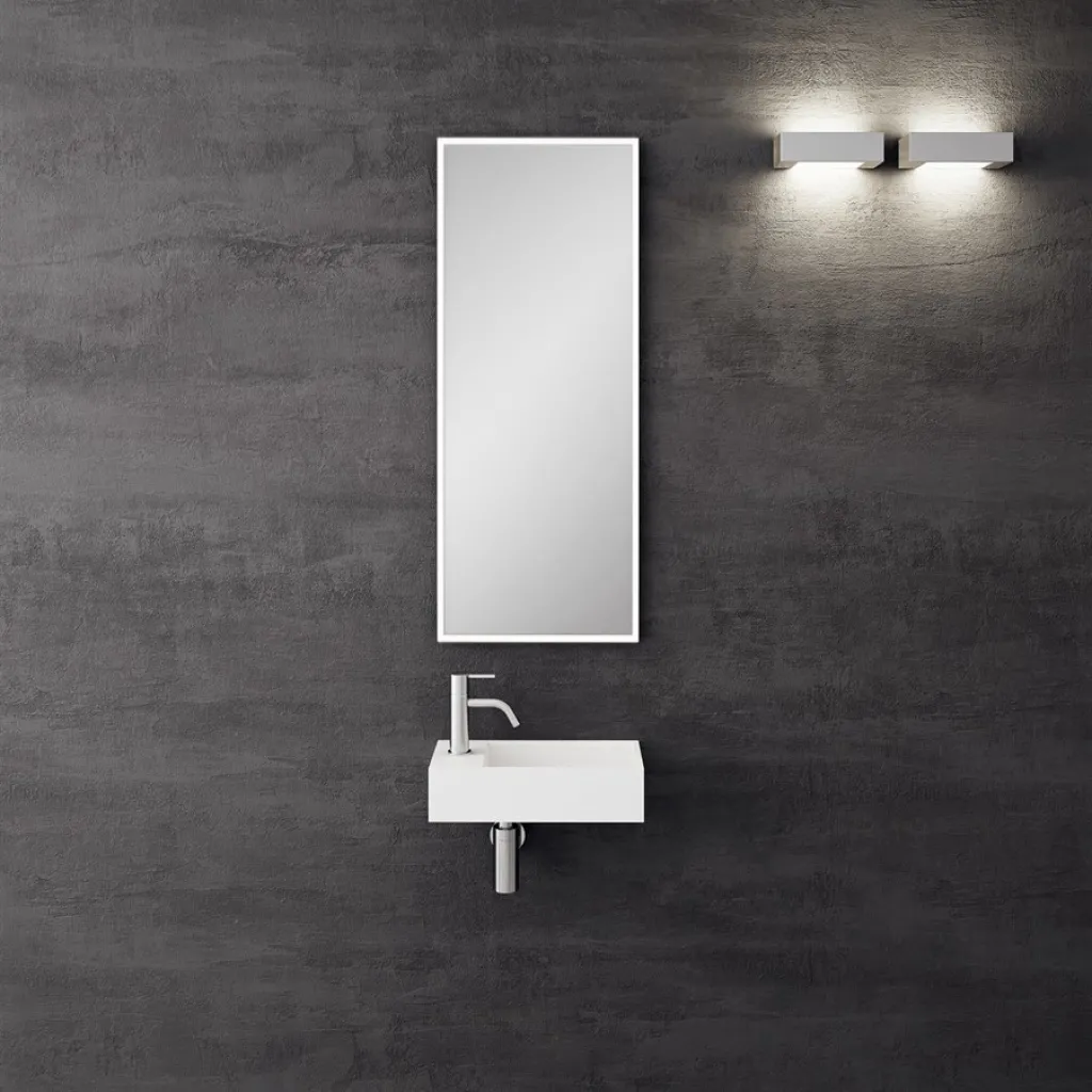 Kubo Mini 40R - 40x20, Vask til højre, Mathvid SolidTec®