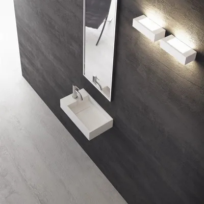 Kubo 45R - 45x25, Vask til højre, Mathvid SolidTec®