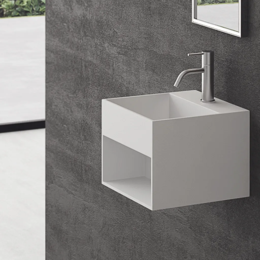 Boxo 33 - 33x33 Håndvask med opbevaring, Mathvid SolidTec®