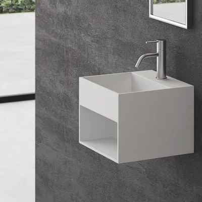 Boxo 33 - 33x33 Håndvask med opbevaring, Mathvid SolidTec®