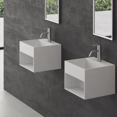 Boxo 33 - 33x33 Håndvask med opbevaring, Mathvid SolidTec®