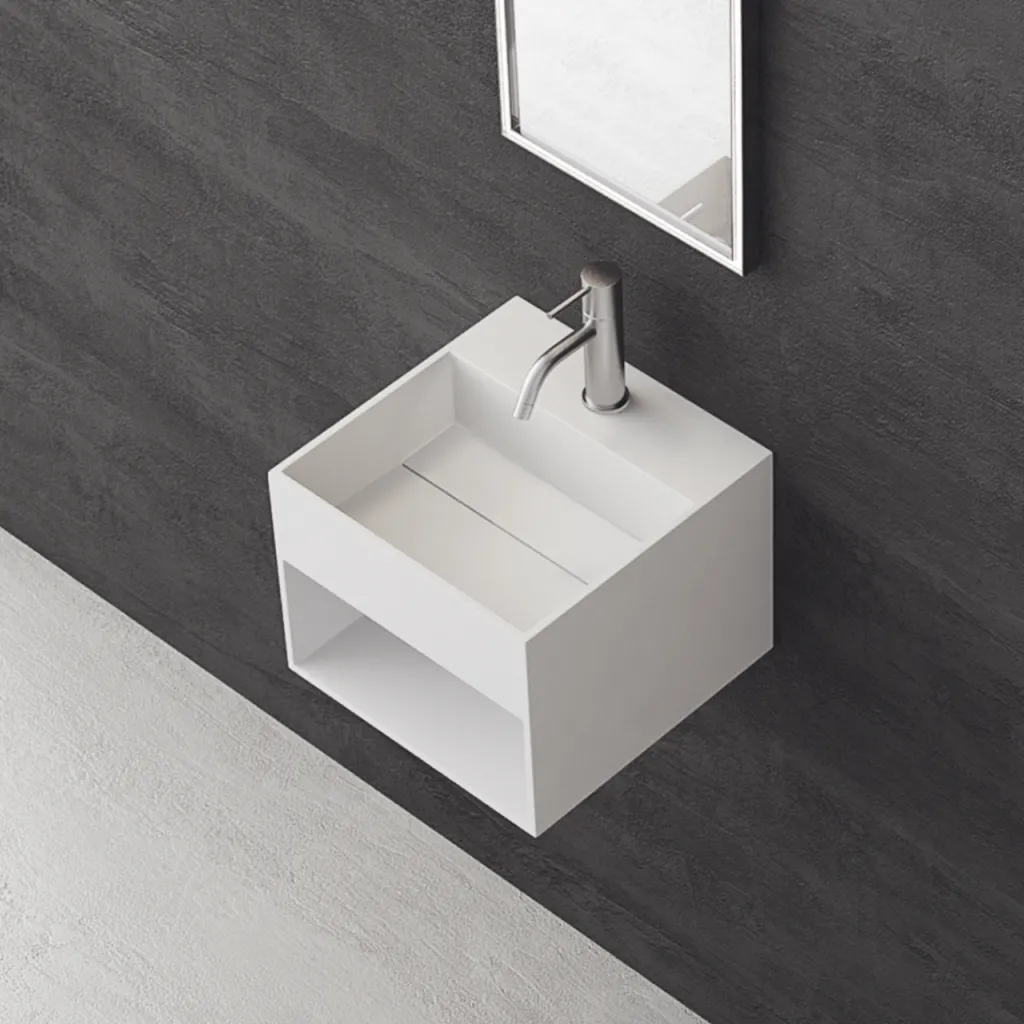 Boxo 33 - 33x33 Håndvask med opbevaring, Mathvid SolidTec®