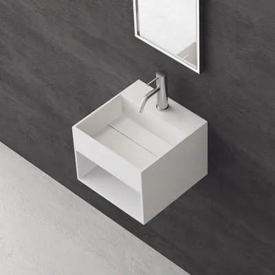 Boxo 33 - 33x33 Håndvask med opbevaring, Mathvid SolidTec®