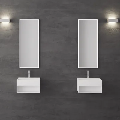 Boxo 45S - 45x30 cm Håndvask med opbevaring, Mathvid SolidTec®