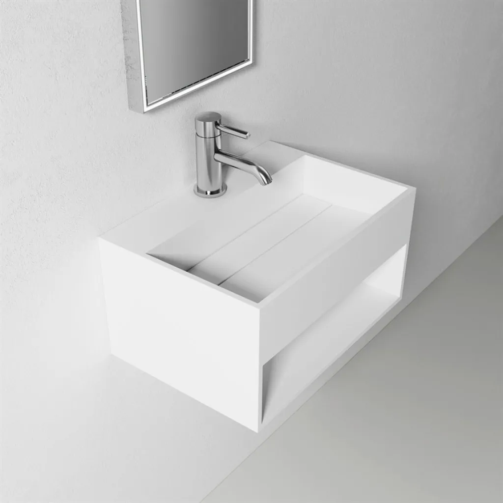 Boxo 50 - 50x35, Håndvask med opbevaring, Mathvid SolidTec®