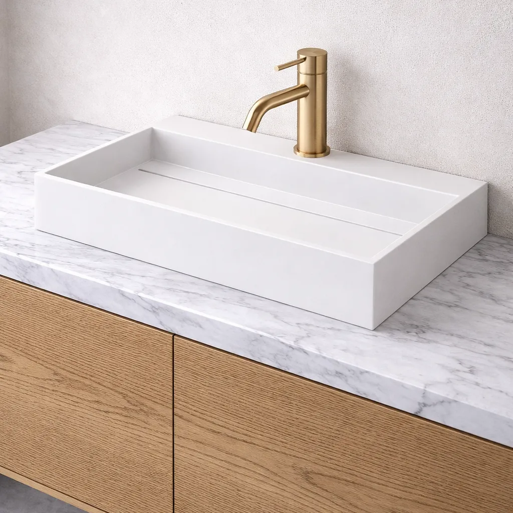 Kubo 60 - 60x40 Håndvask, Mathvid SolidTec®