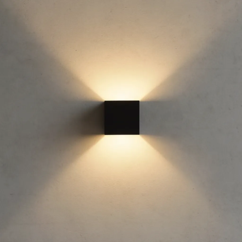 UP&DOWN - LED Væglampe, 100x100, IP 54, Sort