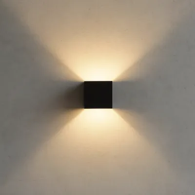 UP&DOWN - LED Væglampe, 100x100, IP 54, Sort