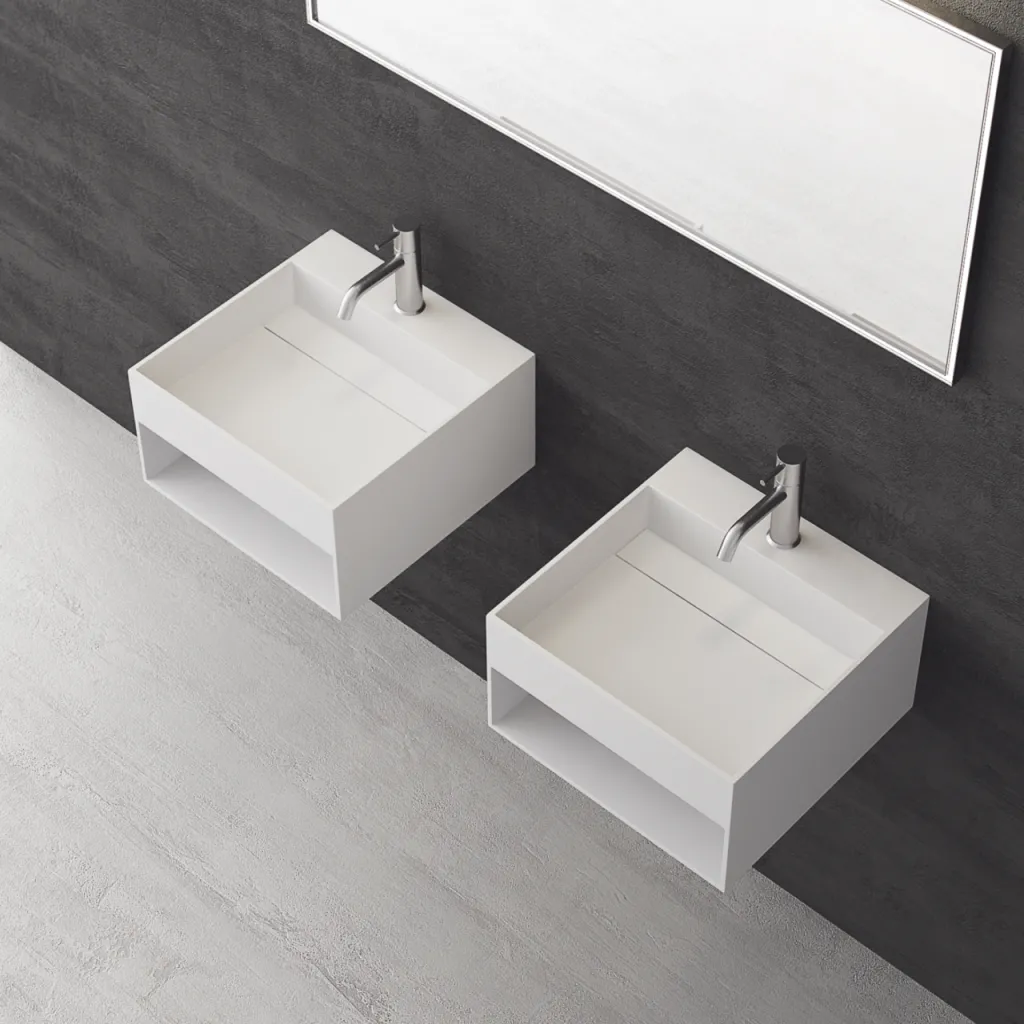 Boxo 45L - 45x40 Håndvask med opbevaring,  Mathvid SolidTec®