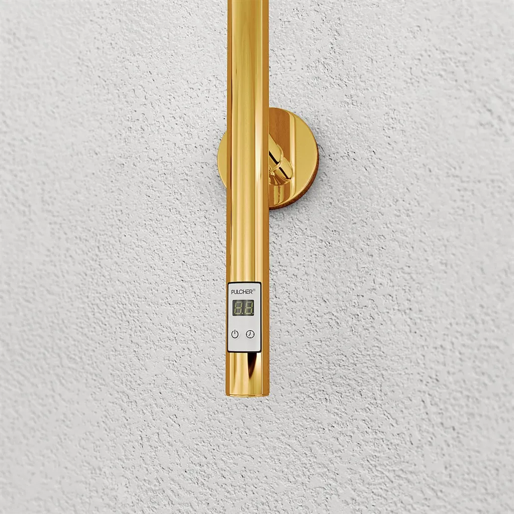 Pulcher® Style PS14 - Elektrisk Håndklædetørrer m/timer, PVD Messing