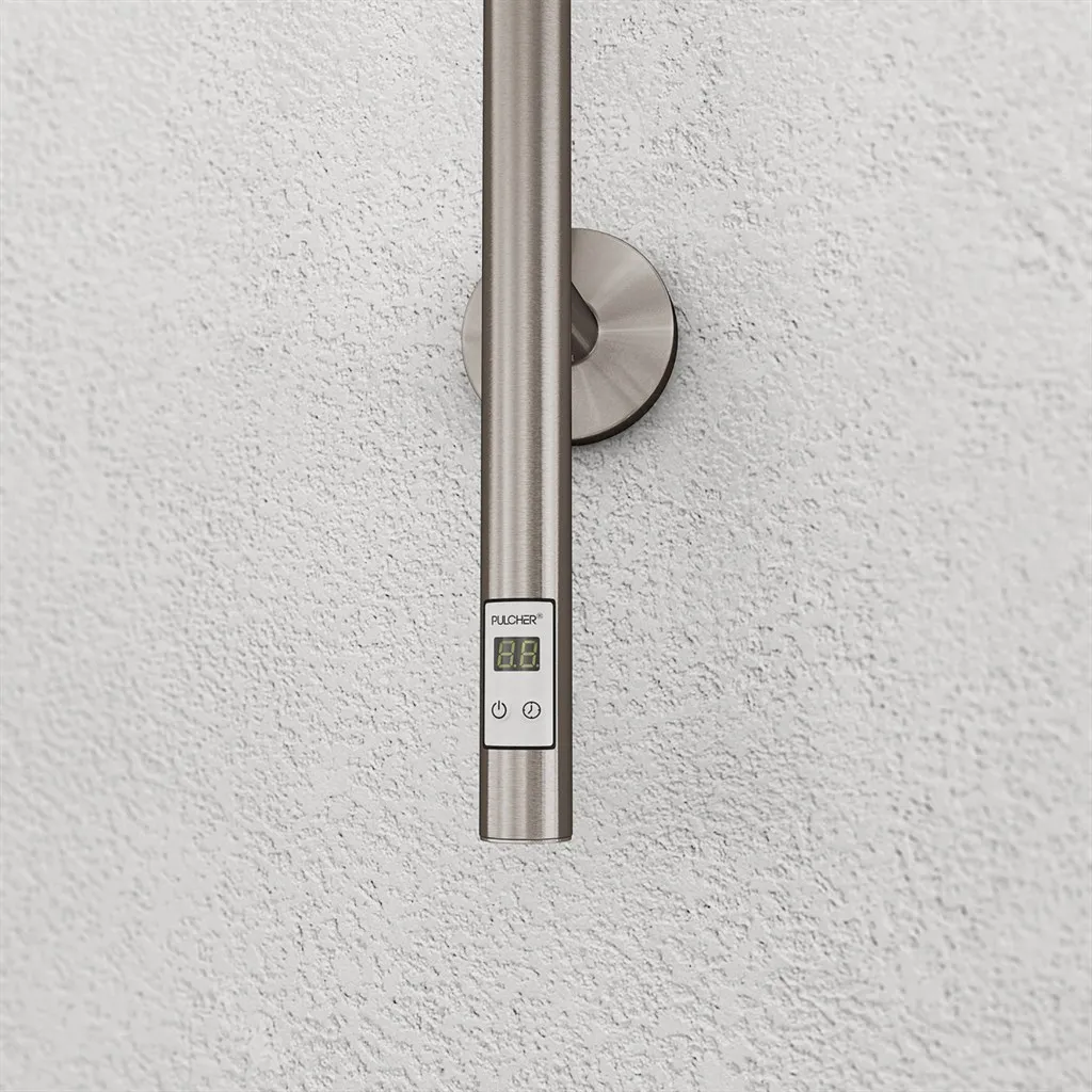 Pulcher® Style PS14 - Elektrisk Håndklædetørrer m/timer, Børstet Rustfrit Stål