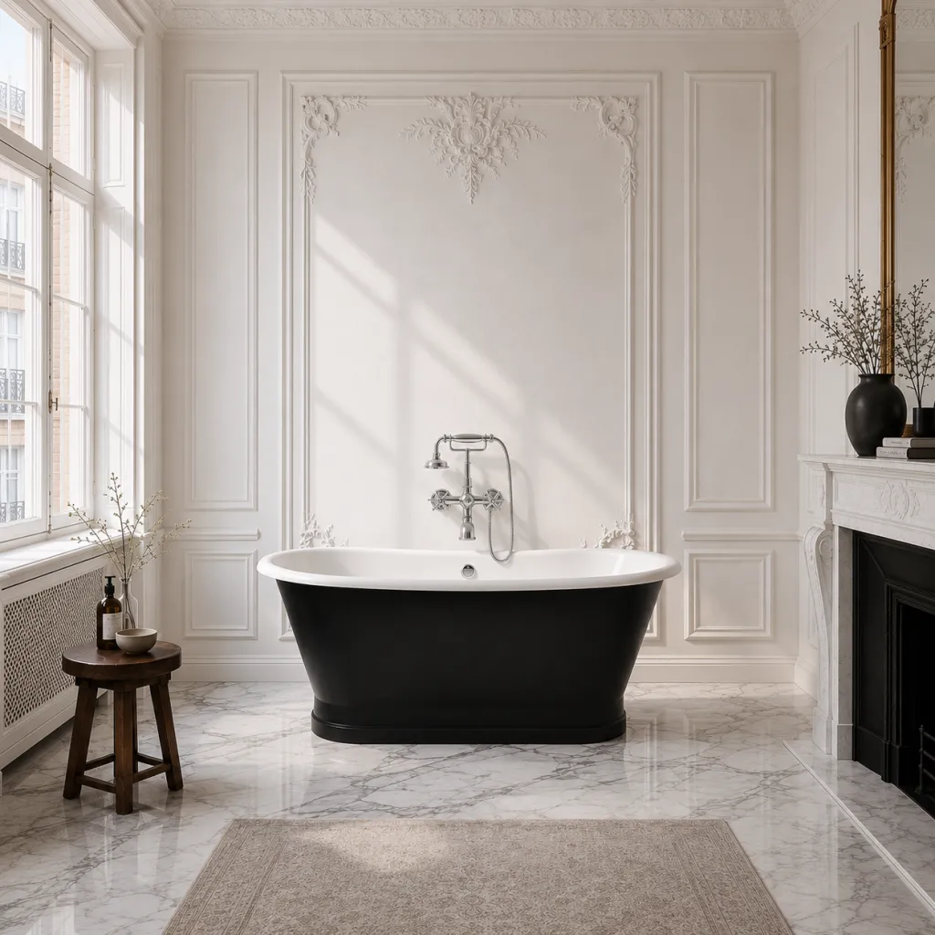 The York 170 - Black & White,  Emaljeret Støbejernsbadekar