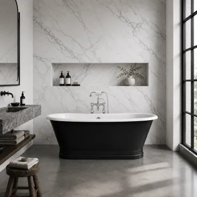 The York 170 - Black & White,  Emaljeret Støbejernsbadekar