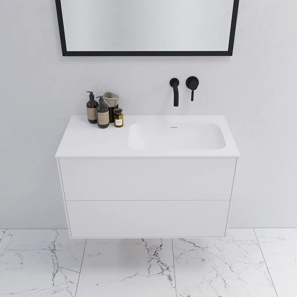 Pulcher Mood 90R Soft - Badmøbel 90x46 cm, Mathvid m/ SolidTec® vask