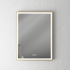 Pulcher Soho Mirror PSM-6080 - 60x80 cm. Spejl m/lys og lysstyring, Mat Messing ramme