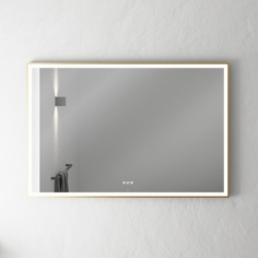 Pulcher Soho Mirror PSM-1280 - 120x80 cm. Spejl m/lys og lysstyring, Mat Messing ramme