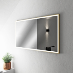 Pulcher Soho Mirror PSM-1480 - 140x80 cm. Spejl m/lys og lysstyring, Mat Messing ramme